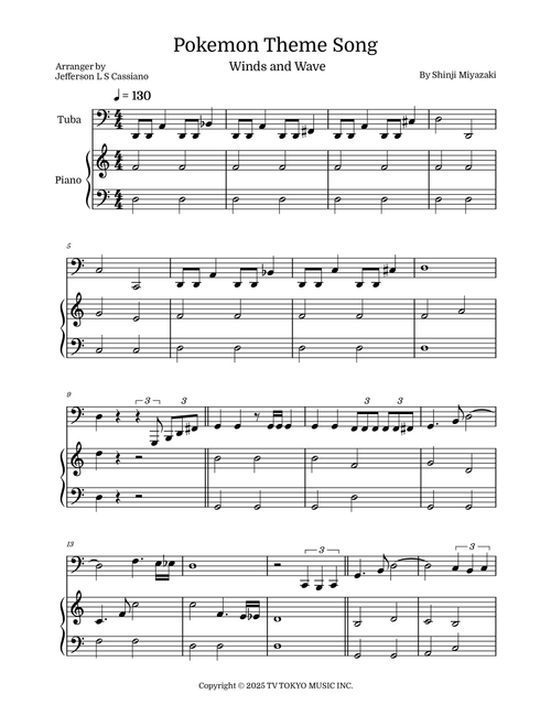 Pokemon (Arr. Jefferson LS Cassiano) - Shinji Miyazaki (Tuba and Piano)