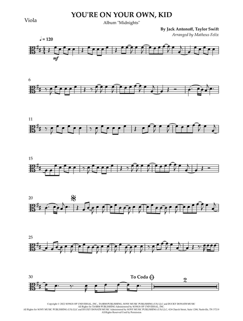 You're On Your Own, Kid (Arr. Matheus Felix) - Taylor Swift (Viola Solo)