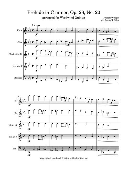 Prelude Op. 28, No. 20 (Arr. Frank X. Silva) - Frederic Chopin (Woodwind Ensemble)