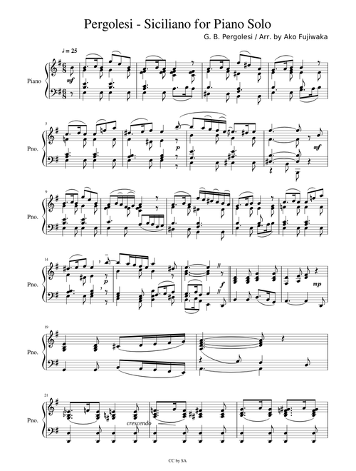 Pergolesi - Siciliano for Piano Solo