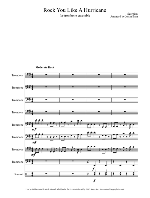 Rock You Like A Hurricane for trombone ensemble