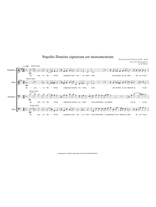 Sepulto Domino – Tomás Luis de Victoria Victoria Sepulto_Domino_signatum_est_monumentumBrass4tet