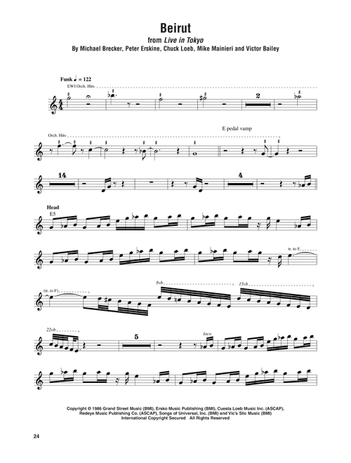 Beirut - Steps Ahead, Michael Brecker (Tenor Sax Transcription)