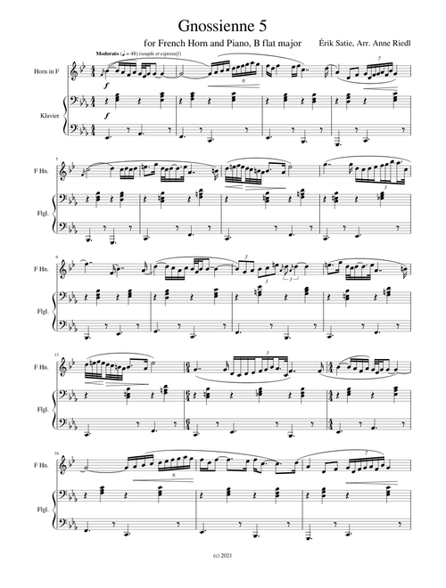 Gnossienne No. 5 – for French Horn & Piano