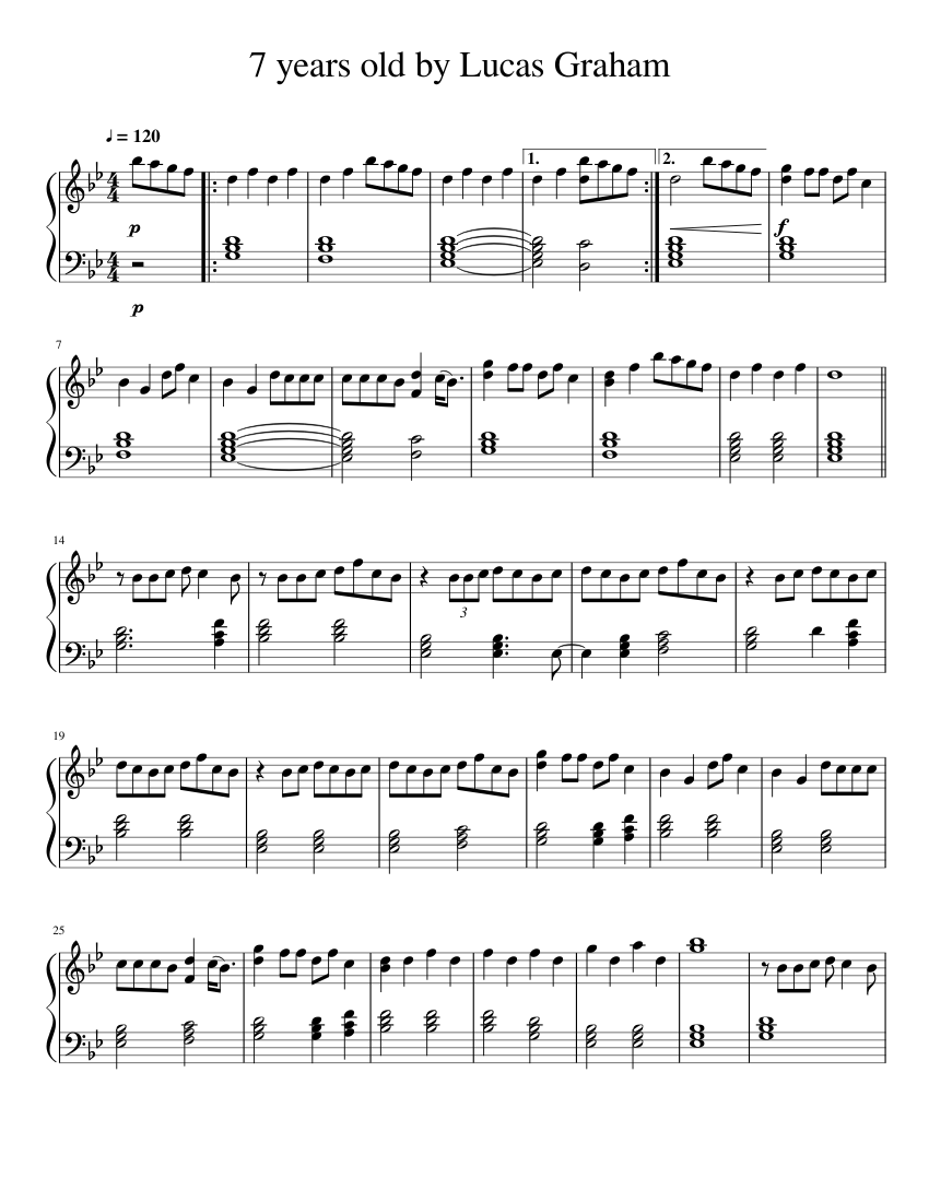 subasta bestia gato 7 years old by Lucas Graham (Unfinished) Sheet music for Piano (Solo) |  Musescore.com