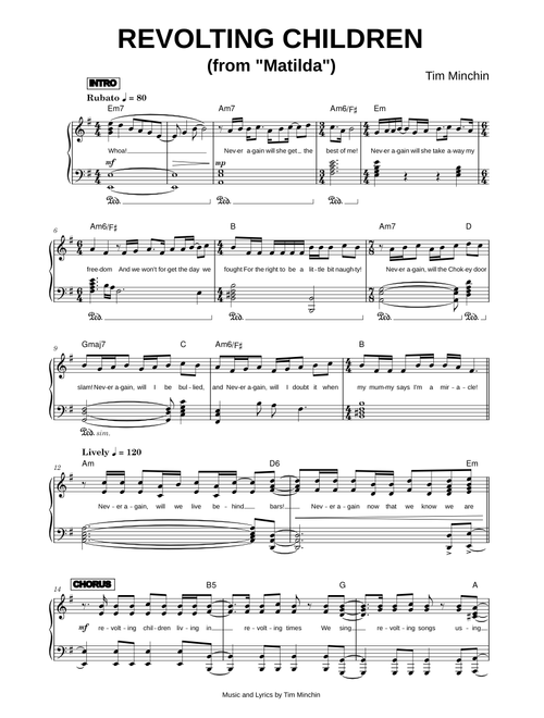 Revolting Children - Tim Minchin (Piano Solo)