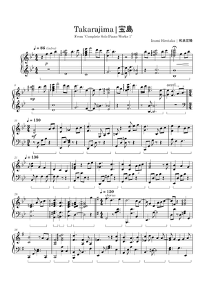Takarajima - Izumi Hirotaka Sheet Music for Piano (Solo