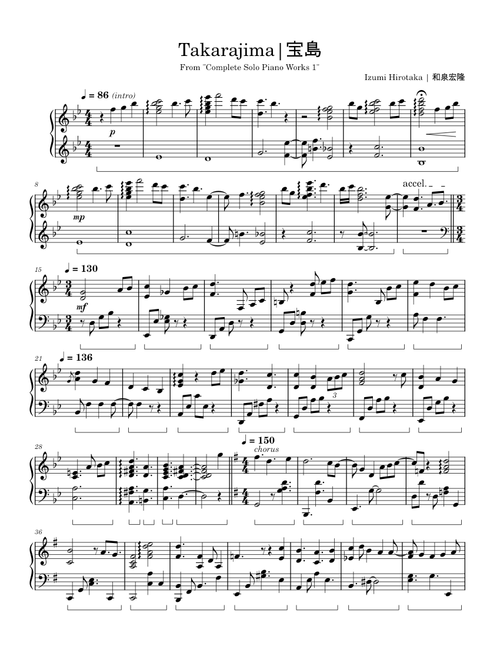 Izumi Hirotaka - Complete Solo Piano Works 1 sheet music by Behbo