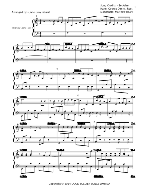 Somebody Else (Arr. Jane Gray Pianist) - The 1975 (Piano Solo)