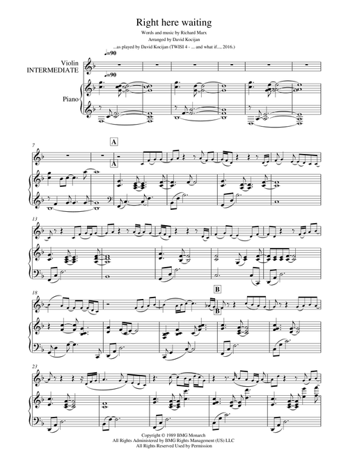Right Here Waiting (Arr. David Kocijan) - Richard Marx (Violin and Piano)