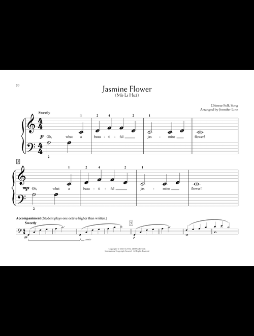 Jasmine Flower (Mò Li Huã) (arr. Jennifer Linn) - Chinese Folk Song (Educational Piano)