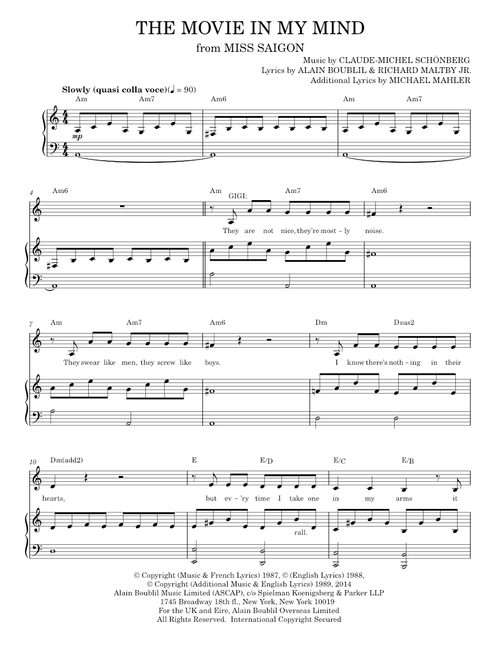 The Movie In My Mind - Alain Boublil, Claude-Michel Schonberg (Piano Vocal)