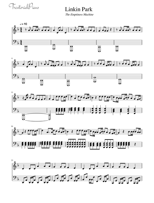 The Emptiness Machine (Arr. Trentorial Piano) - Linkin Park (Piano Vocal)