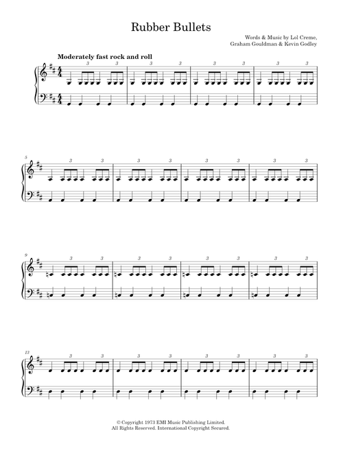 Rubber Bullets - 10Cc (Piano-Vocal-Guitar (Piano Accompaniment))