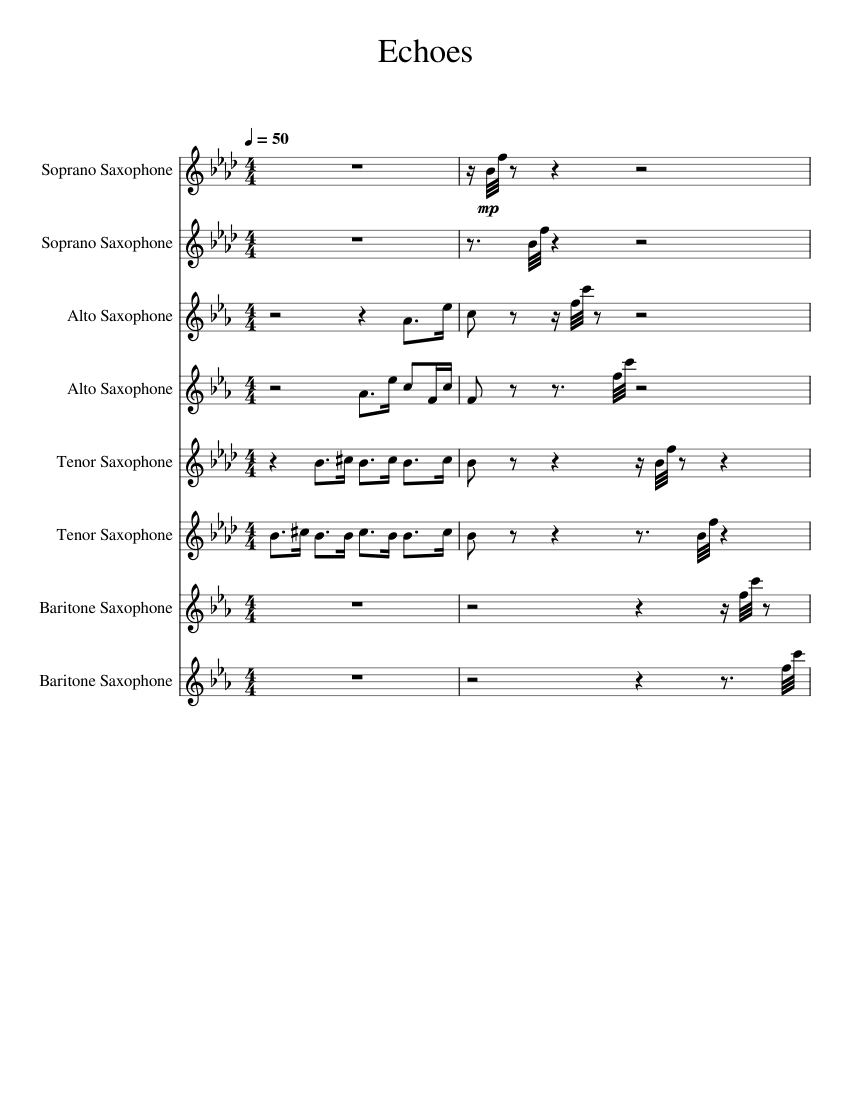 Echoes Sheet music for Saxophone alto, Saxophone tenor, Saxophone