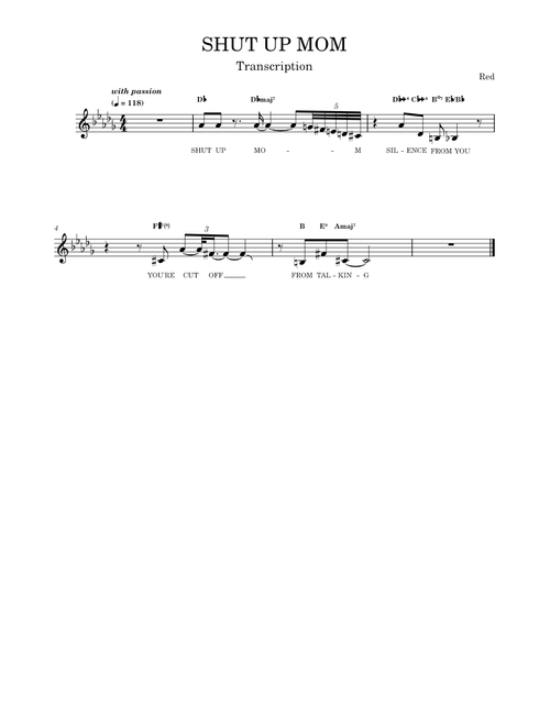 SHUT UP MOM - Transcription & Harmonisation – aqualowtimes
