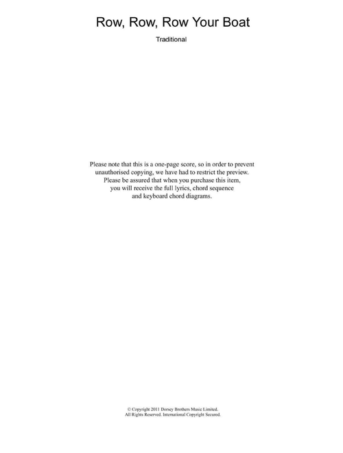 Row, Row, Row Your Boat - Traditional (Piano Chords-Lyrics)
