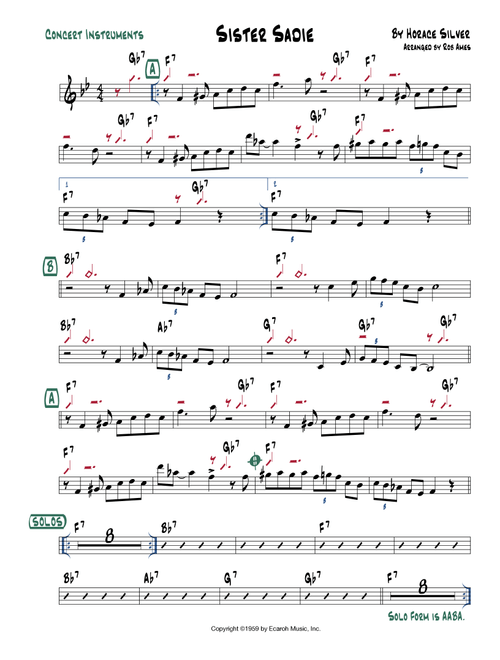 Sister Sadie (Arr. Rob Ames) - Horace Silver (Lead Sheet - Fake Book)