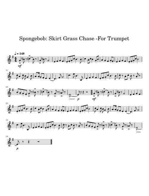 Spongebob: Skirt Grass Chase - For Trumpet