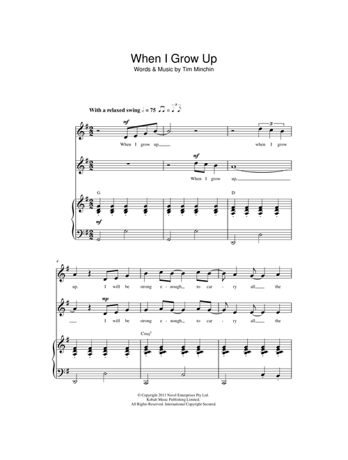 When I Grow Up (from Matilda The Musical) - Tim Minchin (Choral, 2-part)
