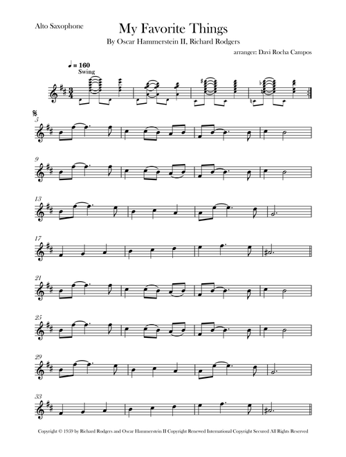 My Favorite Things (Arr. Davi Rocha Campos) - John Coltrane (Alto Sax Solo)