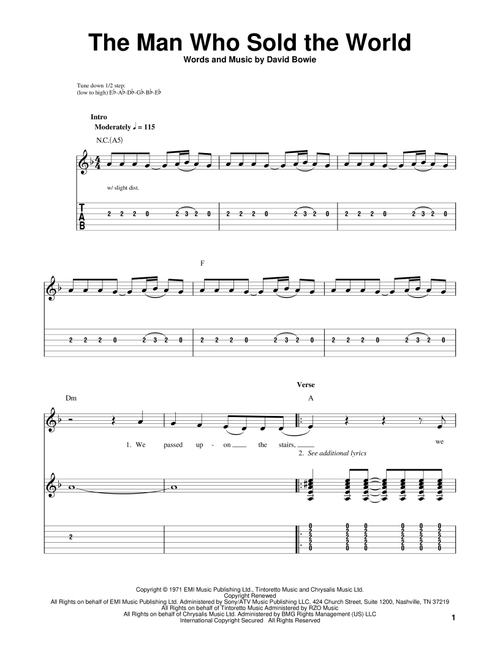 The Man Who Sold The World - Nirvana (Easy Guitar with TAB)