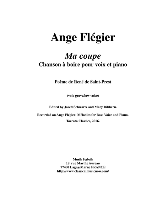 Ange  FlÃ©gier:  Ma coupe for bass voice and piano - Ange FlÃ©gier (Vocal Solo)