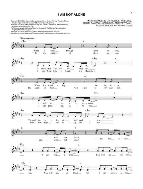 I Am Not Alone - Kari Jobe (Lead Sheet - Fake Book)