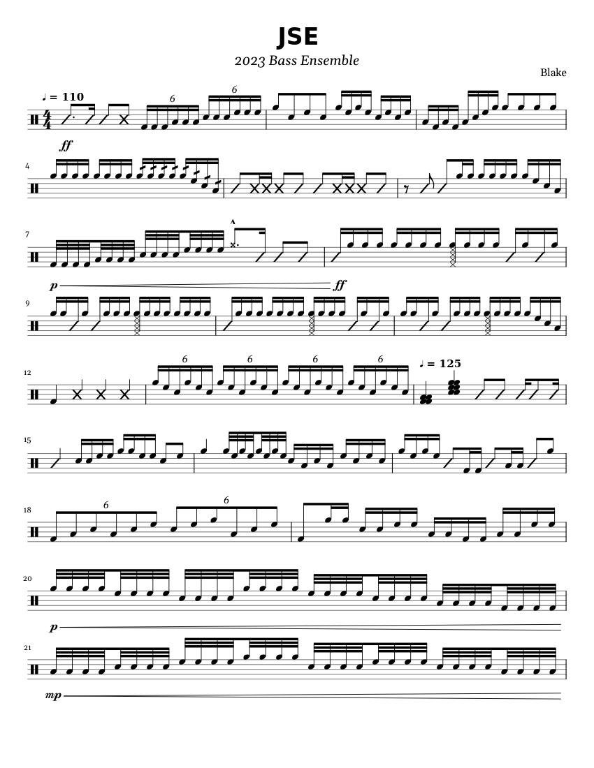 BOOM GOES THE DYNAMITE Bass Enesomble 2023 Sheet music for Bass drum