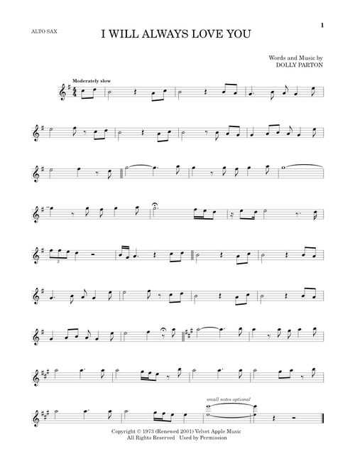 I Will Always Love You - Whitney Houston, Dolly Parton (Alto Sax Solo)