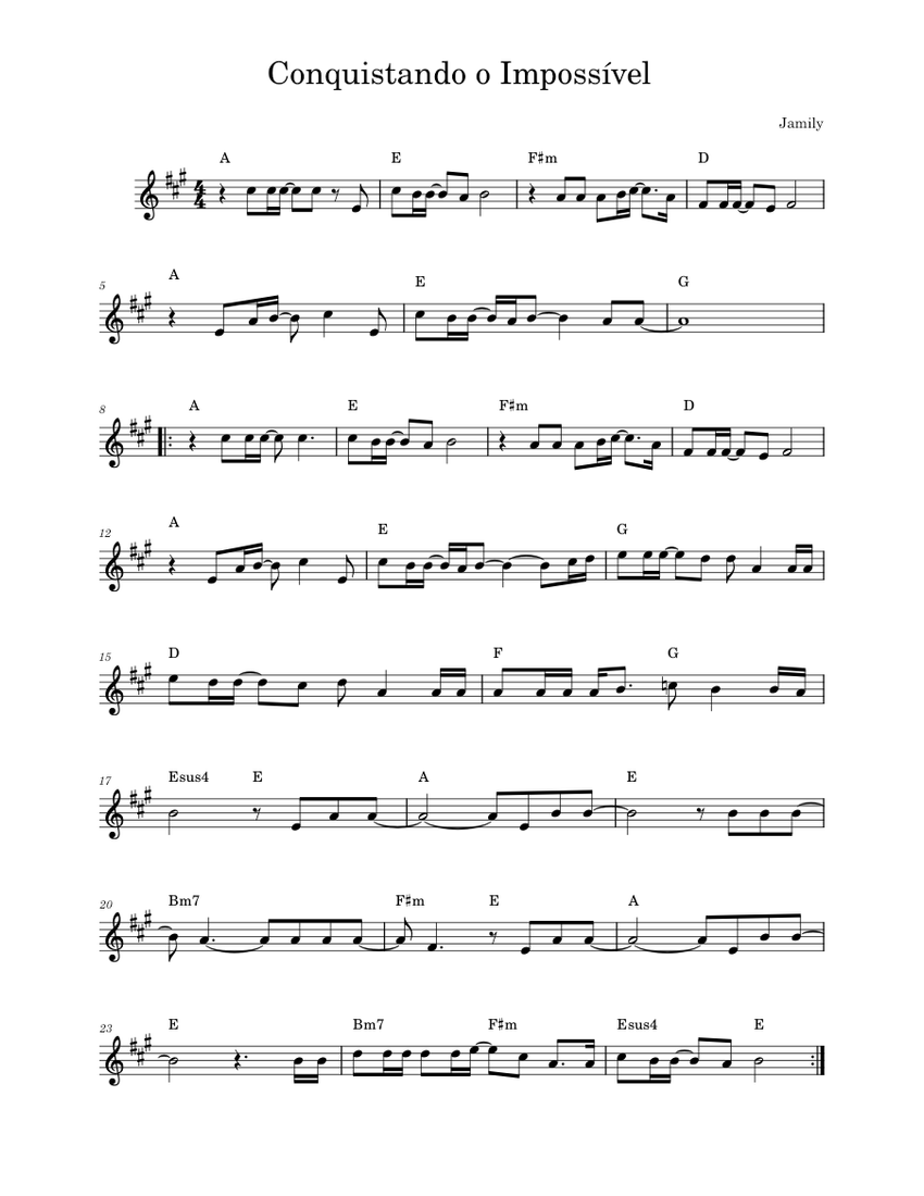 Conquistando o impossível – Jamily Sheet music for Piano (Solo ...