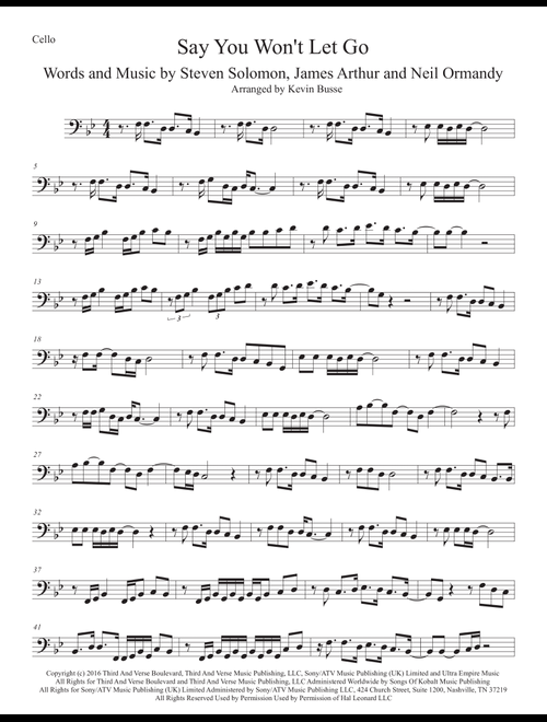 Say You Won't Let Go (Arr. Kevin Busse) - James Arthur (Cello Solo)