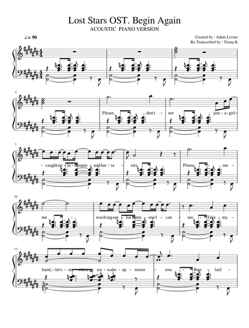 Lost Stars Piano Version