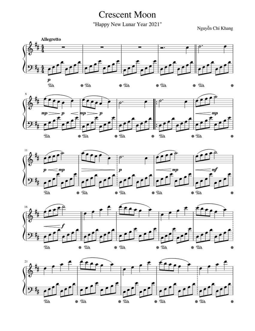 Image Nguyên Khang image beautiful image beautiful image beautiful image beautiful - Crescent Moon - Nguyễn Chí Khang Sheet music for Piano (Solo) Easy ...