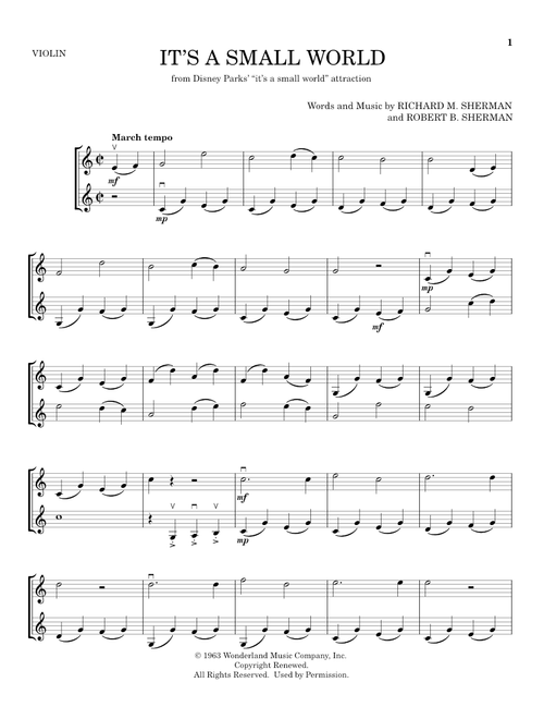 It's A Small World - Sherman Brothers (Violin Duet)