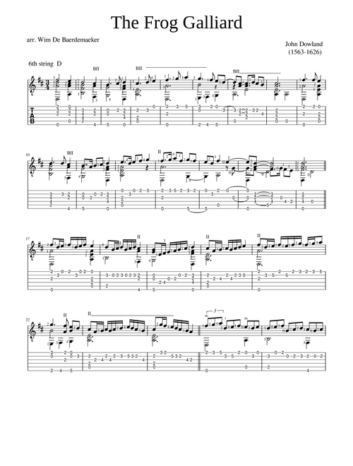 The Frog Galliard (Arr. Wim De Baerdemaeker) - John Dowland (Guitar Tab)