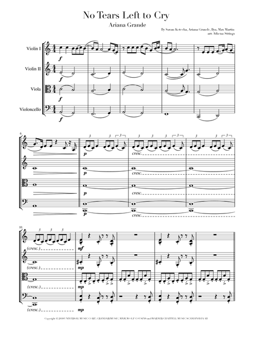 No Tears Left To Cry (Arr. Athena Strings) - Ariana Grande (String Quartet)