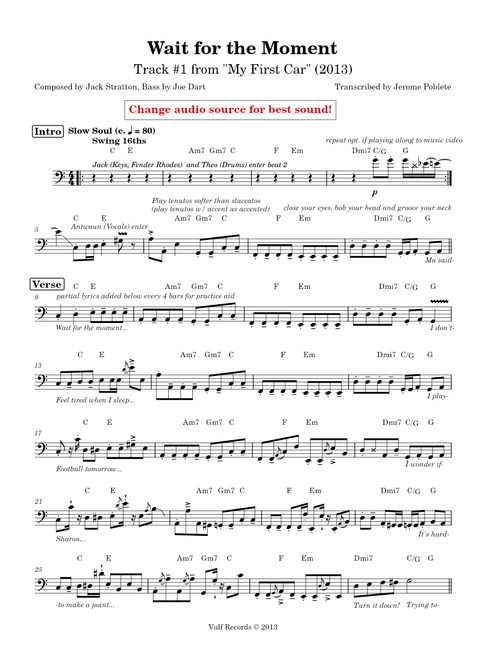 Wait for the Moment - Vulfpeck (Bass)