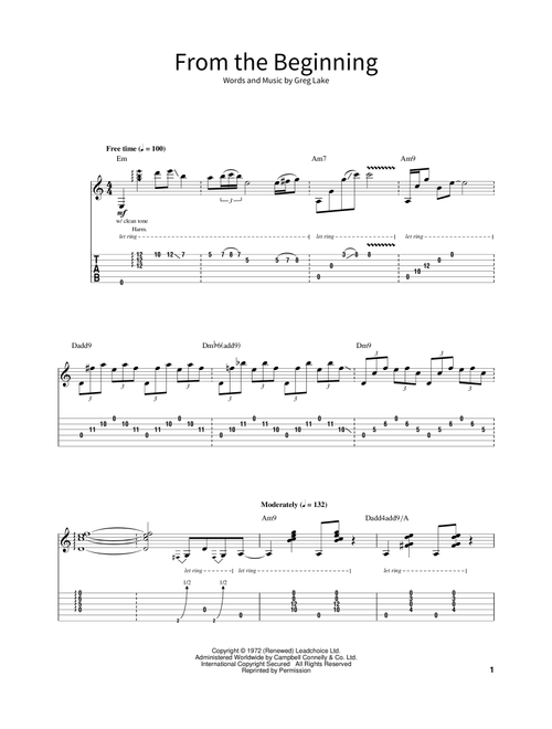 From The Beginning - Emerson Lake & Palmer (School of Rock - Guitar Tab)