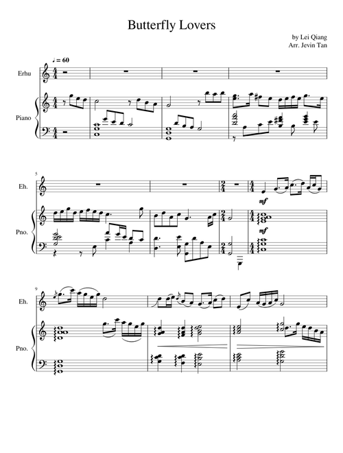 Butterfly Lovers for Piano/Erhu