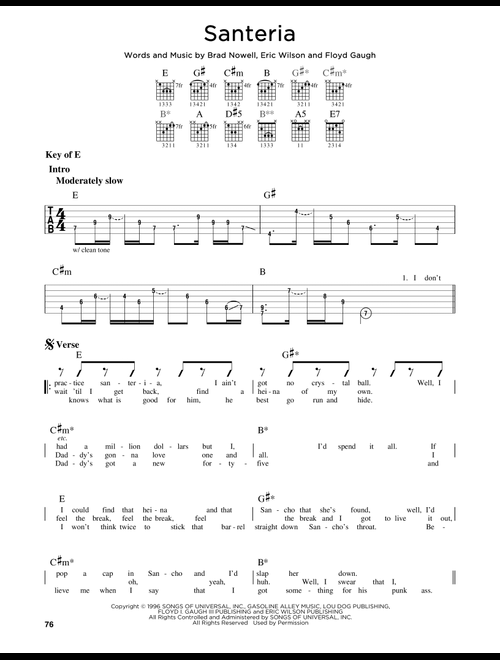 Santeria - Sublime (Guitar Lead Sheet)