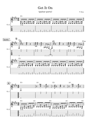 Play Official version of Bang A Gong (Get It On) Sheet Music by T