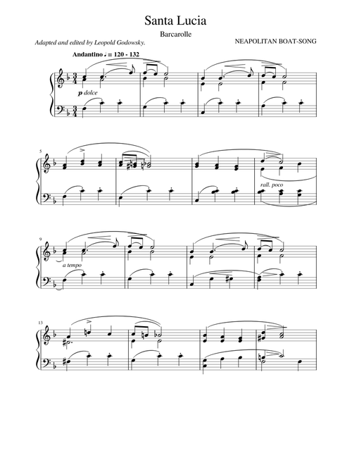 Santa Lucia - Teodoro Cottrau/Leopold Godowsky