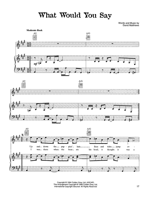 What Would You Say - Dave Matthews Band (Piano-Vocal-Guitar)