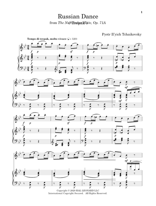 Trepak (from The Nutcracker) - Pyotr Il'yich Tchaikovsky (Flute and Piano)