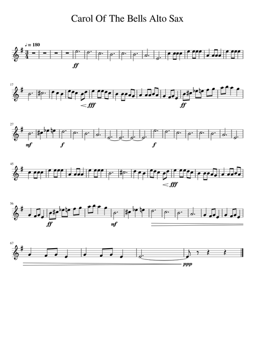 Carol Of The Bells Alto Sax