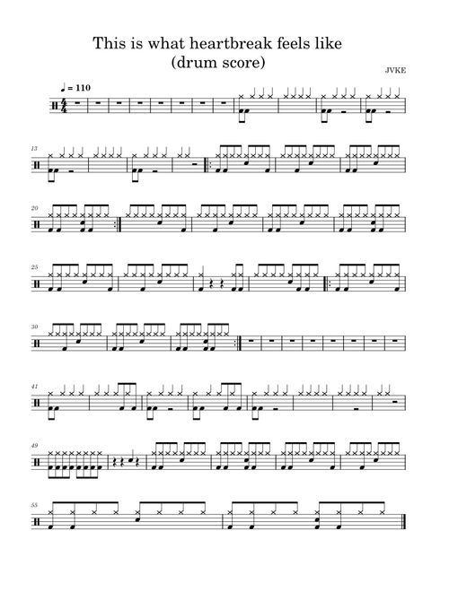 This is what heartbreak feels like (drum score) – JVKE