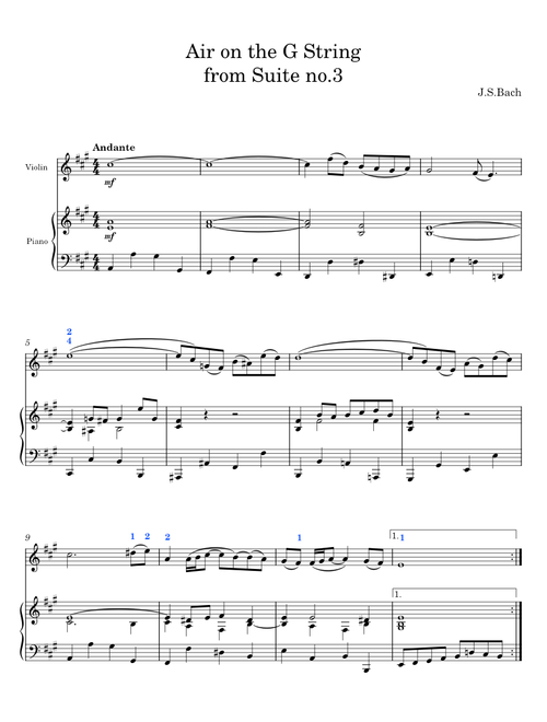 AIR (On the G String) - For Concert Band - J S Bach, G F Handel, W A Mozart