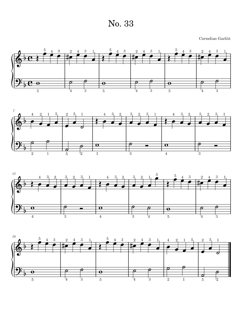 Study in D Minor – Cornelius Gurlitt Sheet Music for Piano (Solo) easy ...