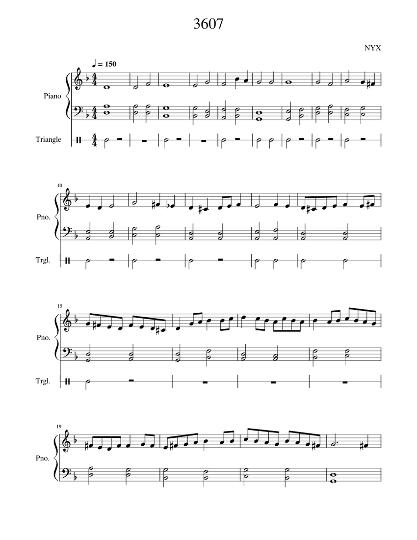 3607 Sheet Music For Piano, Triangle (Mixed Duet) | Musescore.com